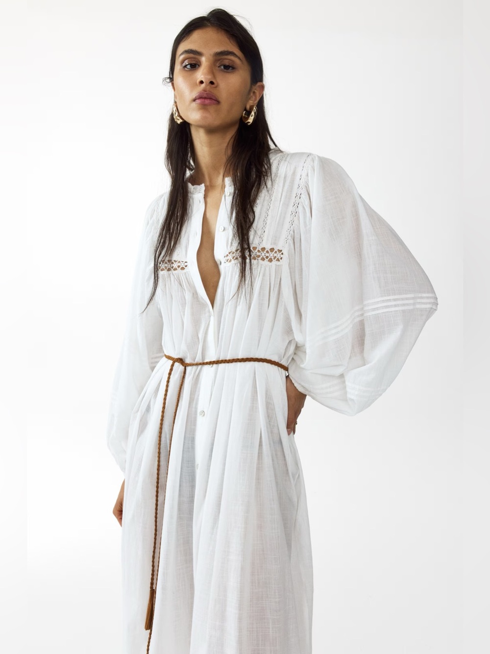 H&M Oversized Tie-Belt Tunic Dress - Picture 2 of 7